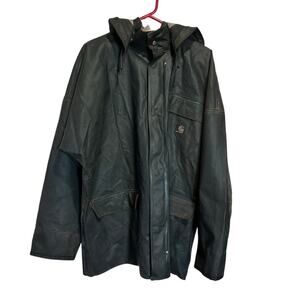 Carhartt PVC Hooded Rain Coat Jacket Waterproof Workwear Size Large Regular